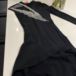 Womens Justcavalli dress very unique one long sleeve and cap sleeve high low